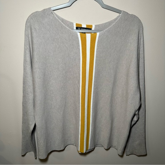 INC International Concepts Tan Sweater Yellow Stripe Size Large - Picture 4 of 16